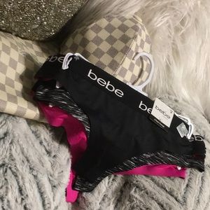 NWT BEBE Intimates 3Pack Thongs. No Panty Lines.